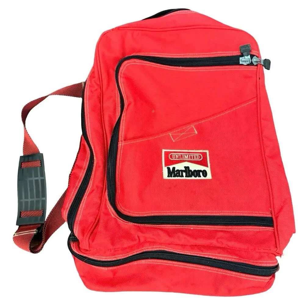 Vtg 90s MARLBORO Red Unlimited Convertible Backpack/Duffle Bag Camping canvas